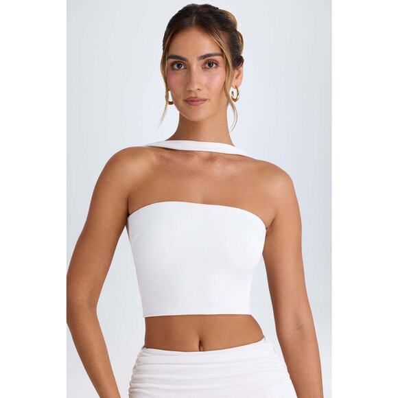 Oh Polly Tops - Oh Polly Choker-Detail Bandeau Top - XS - White